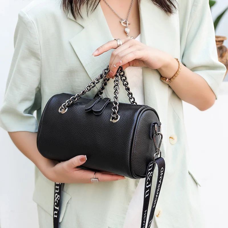 Cowhide Crossbody Bag With Handle For Women Shoulder Bag Female Handbags Purses