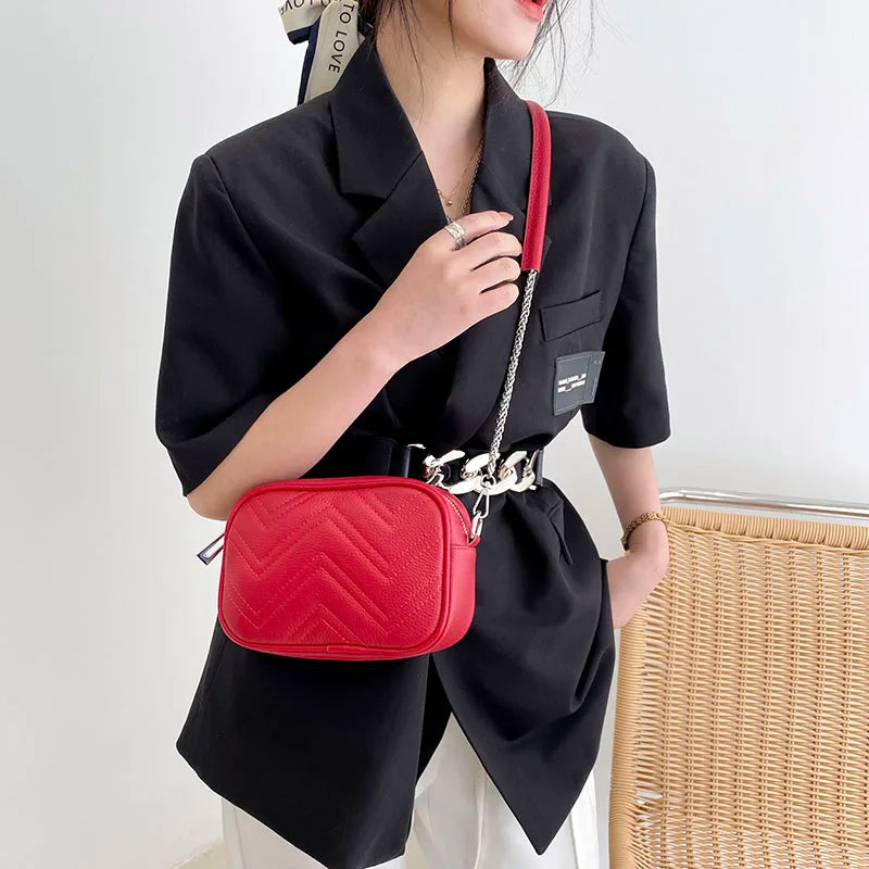 Cowhide Messenger Bags Small square bag Leather Women Handbags
