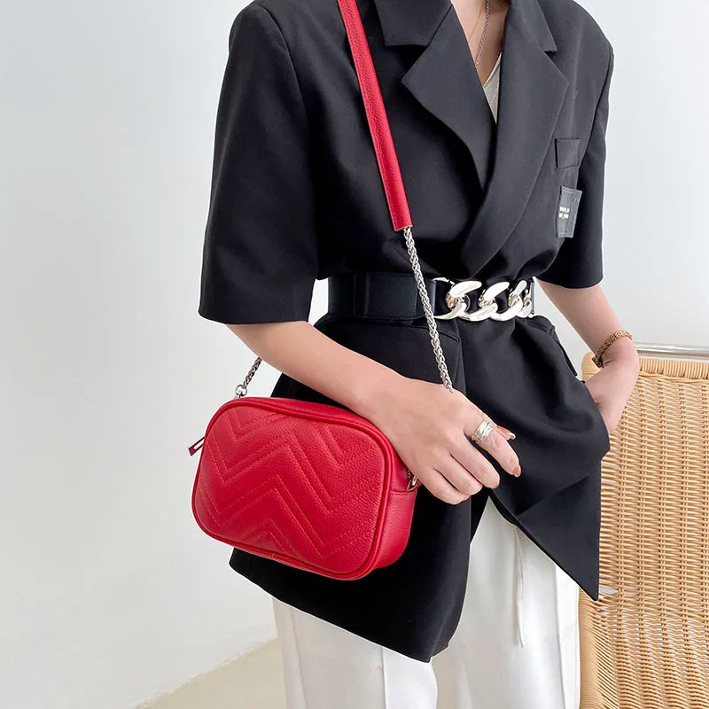 Cowhide Messenger Bags Small square bag Leather Women Handbags Women Bags
