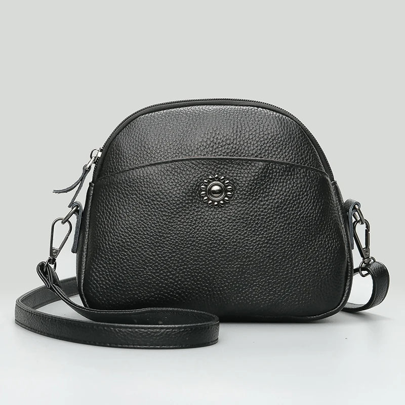 Cowhide Shoulder Bag Quilted Leather Handbag