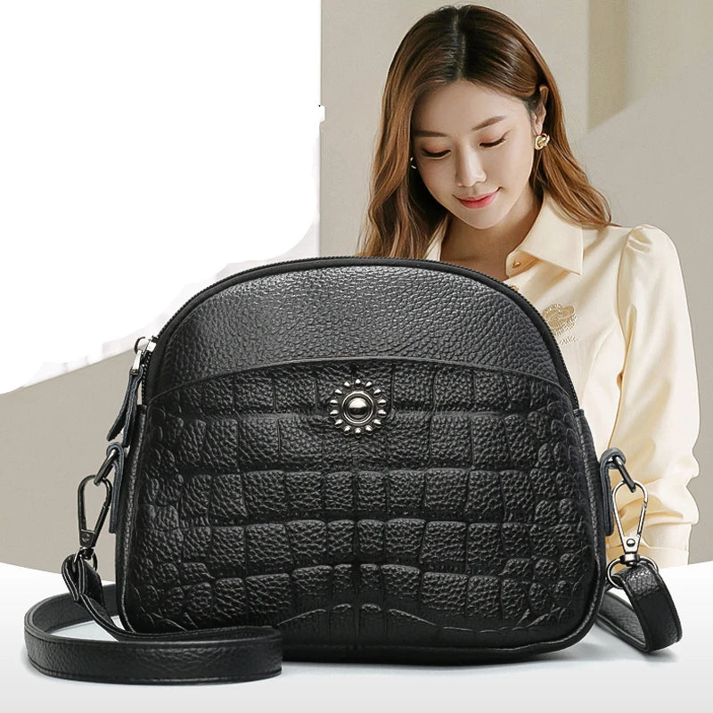 Cowhide Shoulder Bag Quilted Leather Handbag