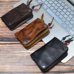 Hand-Painted Multifunctional Cowhide Driver's Key Case