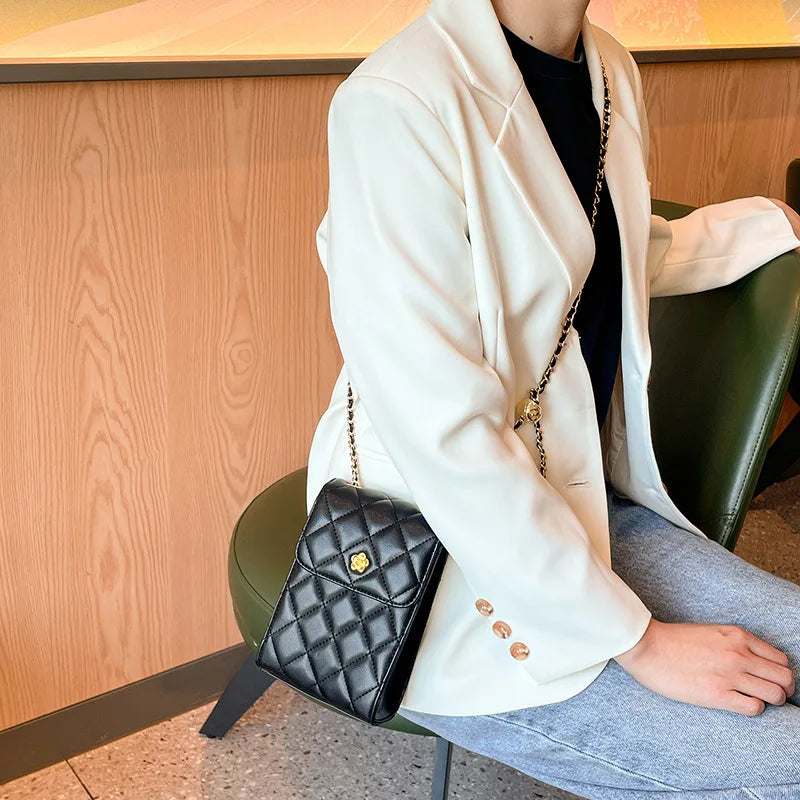 Cowhide Leather Crossbody Bag for Women Chain Mini Messenger Bag