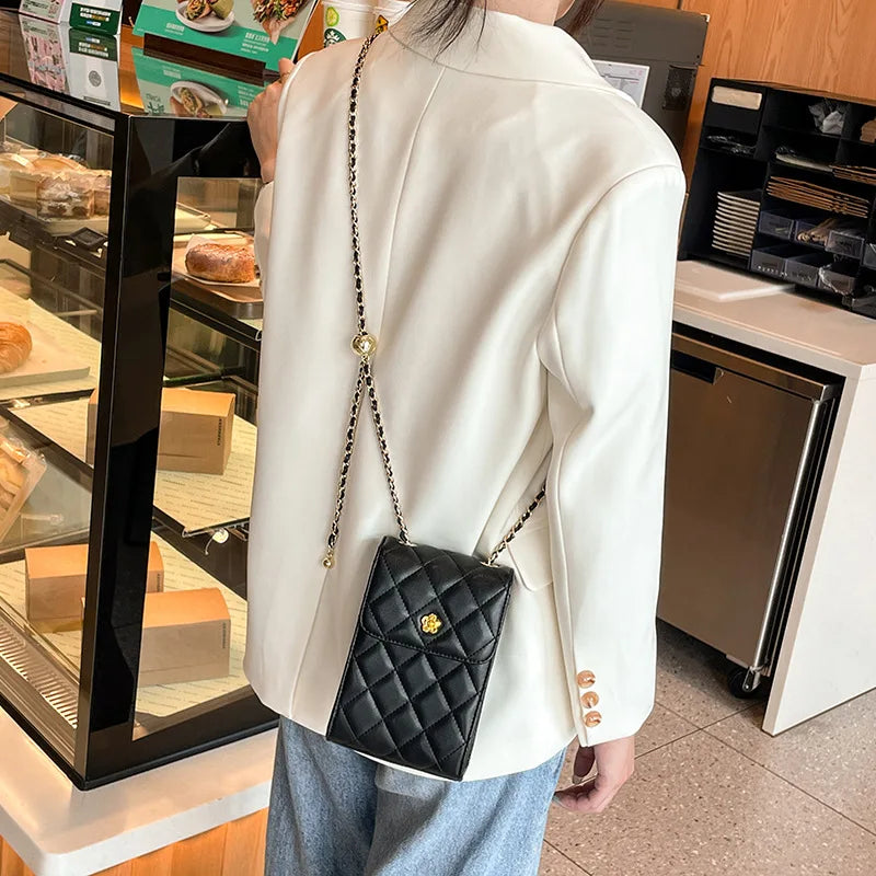 Cowhide Leather Crossbody Bag for Women Chain Mini Messenger Bag