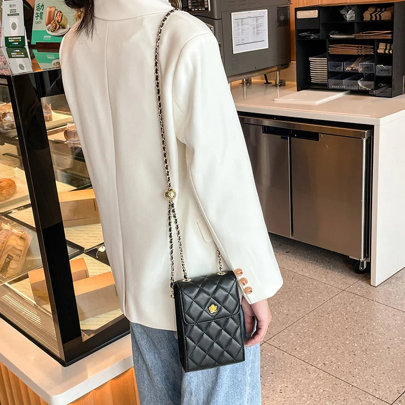 Cowhide Leather Crossbody Bag for Women Chain Mini Messenger Bag