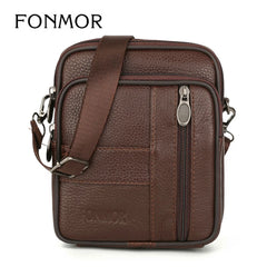 Cowhide Men's Small Satchel Leather Shoulder Mini Phone Bag