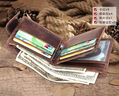 Crazy Horse Cowhide Leather Men Wallet Vintage Hasp Style