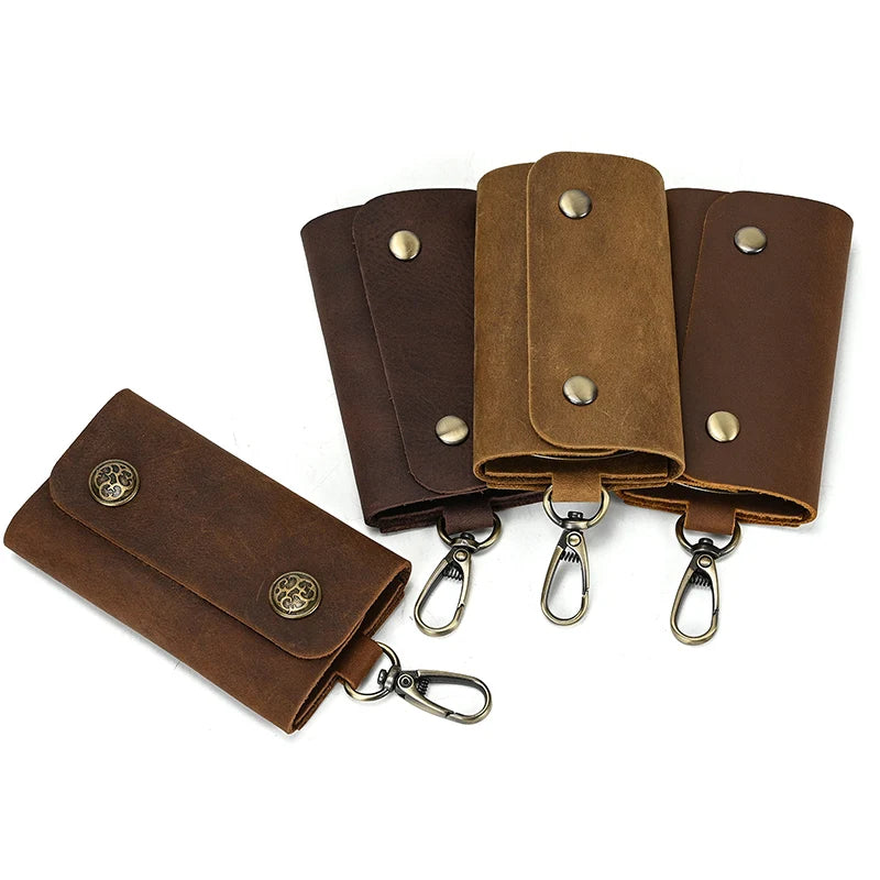 Vintage Leather Key Wallet for Men Women