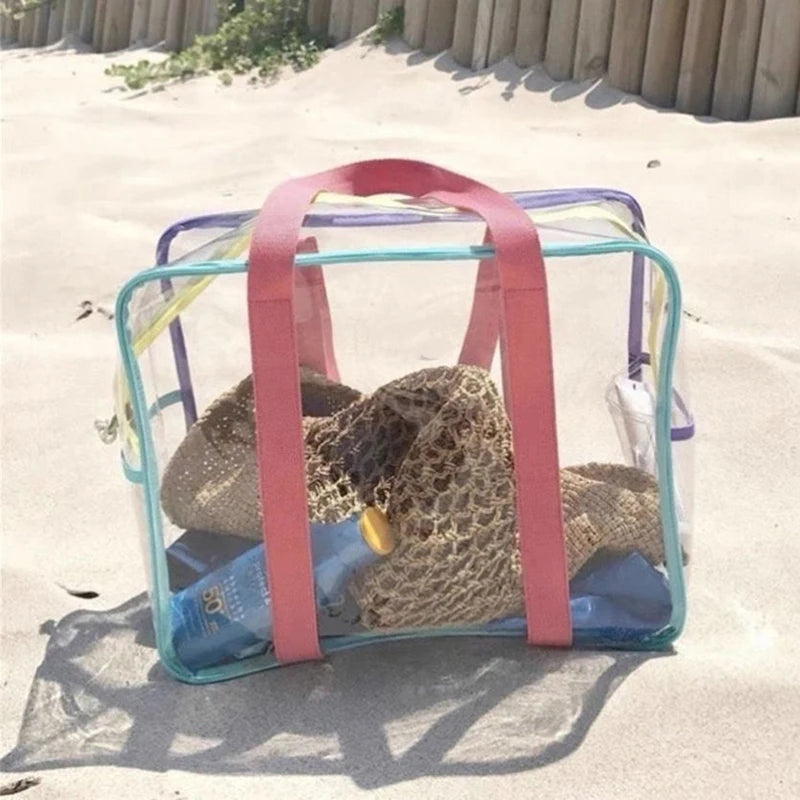 Cream Large-capacity PVC Swimming Beach Bag