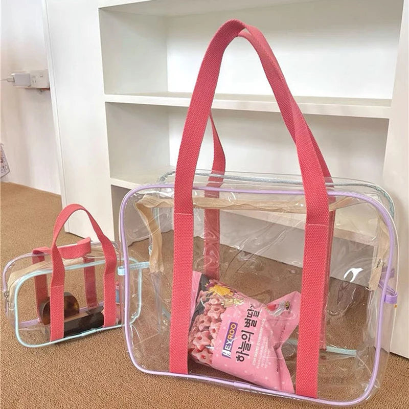 Cream Large-capacity PVC Swimming Beach Bag