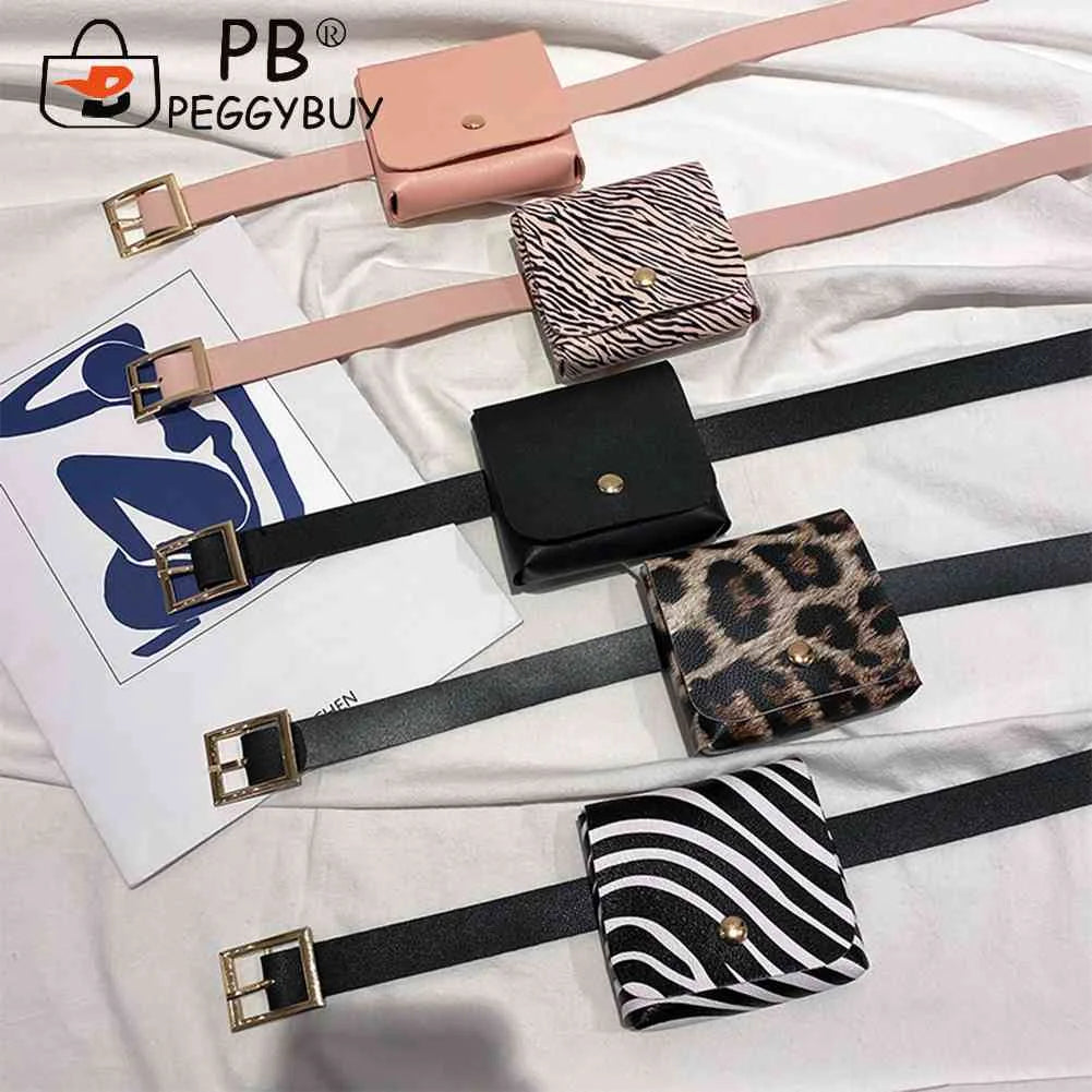 Animal Pattern Waist Belt Bag Vintage PU Leather Mini Money Purse