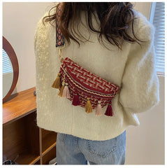 Boho Style Waist Bag with Adjustable Strap Fringe Fanny Pack