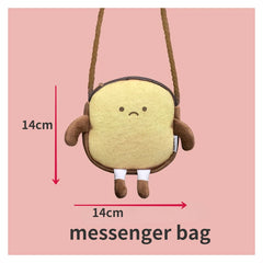 Bread Toast Plush Shoulder Bag Girls Coin Purse Card Holder
