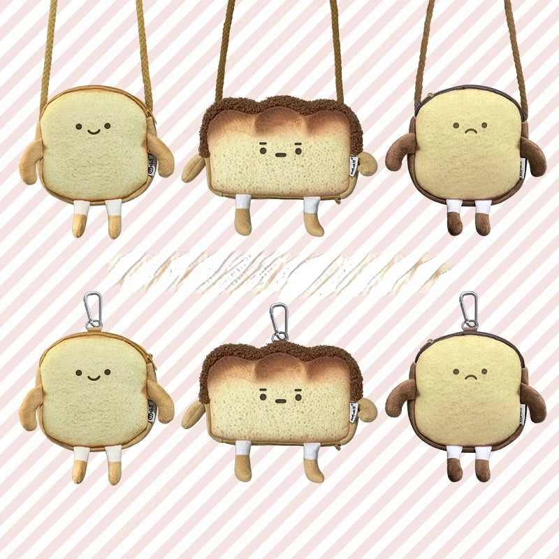 Bread Toast Plush Shoulder Bag Girls Coin Purse Card Holder