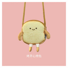 Bread Toast Plush Shoulder Bag Girls Coin Purse Card Holder