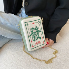 Chinese Mahjong Crossbody Chain Shoulder Bag