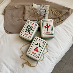 Chinese Mahjong Crossbody Chain Shoulder Bag