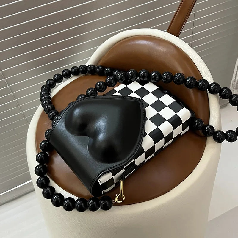 Bead Chain Women's Messenger Bag Small Square Bag
