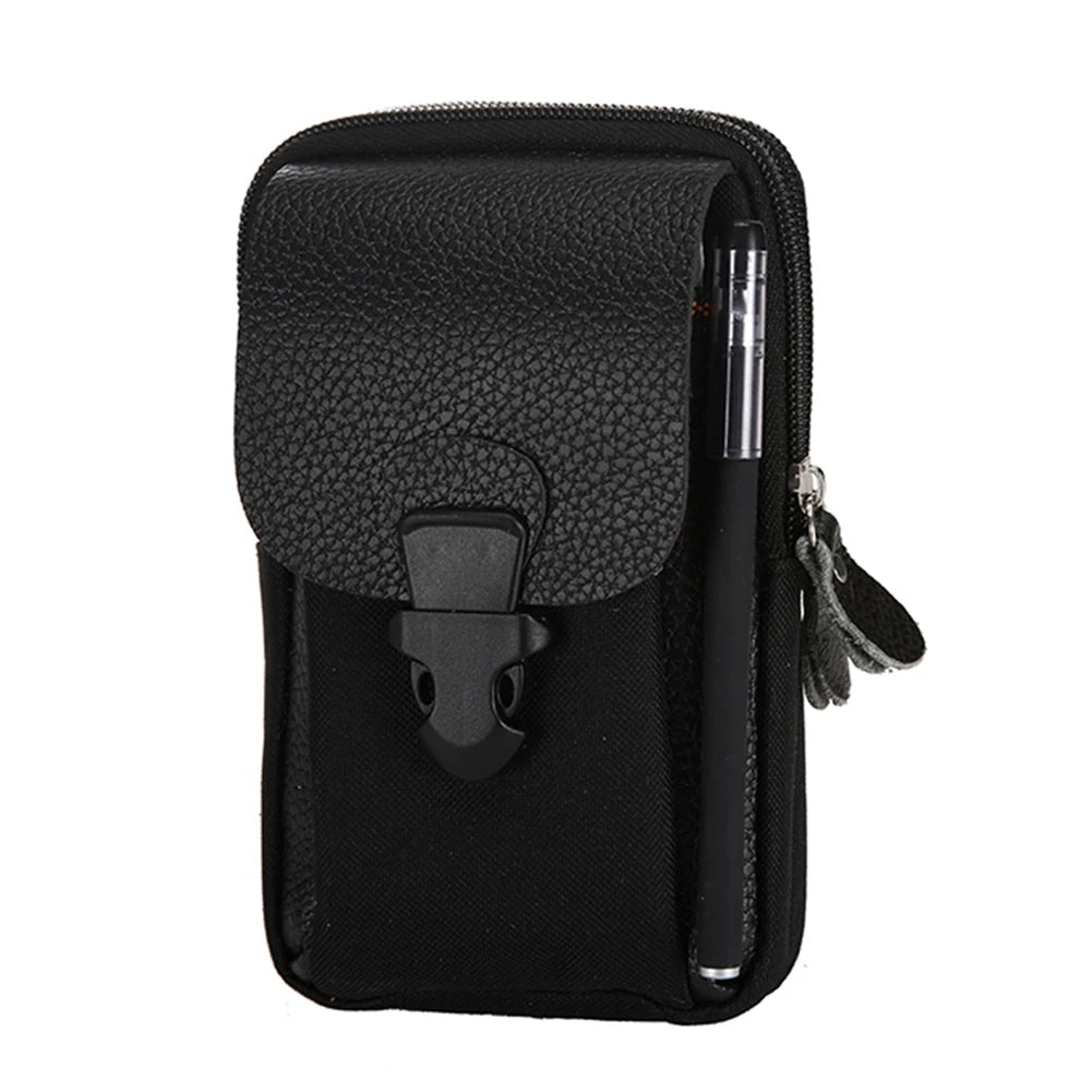 Men Canvas Waist Bag Classic Texture Casual Phone Purse Travel Belt Pouch