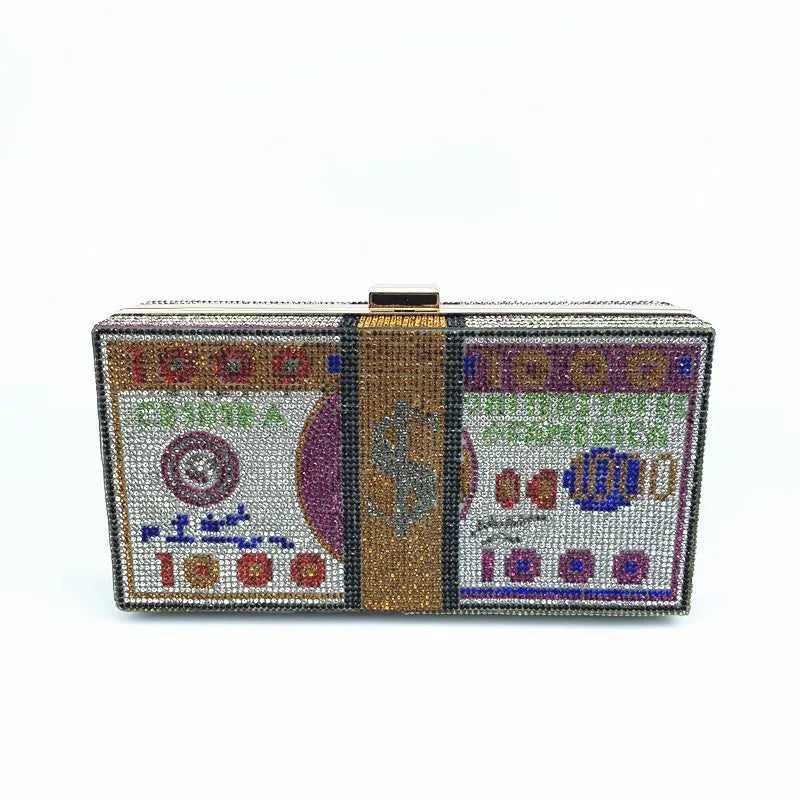 Rhinestone Money Clutch Bag for Wedding Dinner