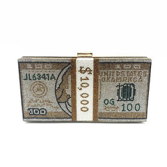 Rhinestone Money Clutch Bag for Wedding Dinner