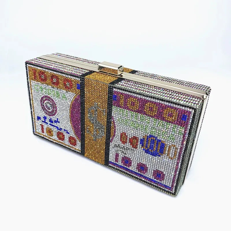 Rhinestone Money Clutch Bag for Wedding Dinner