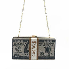 Rhinestone Money Clutch Bag for Wedding Dinner