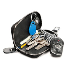 Cowhide Key Wallet Men's Holder Organizer Bag Women Smart Housekeeper Pouch