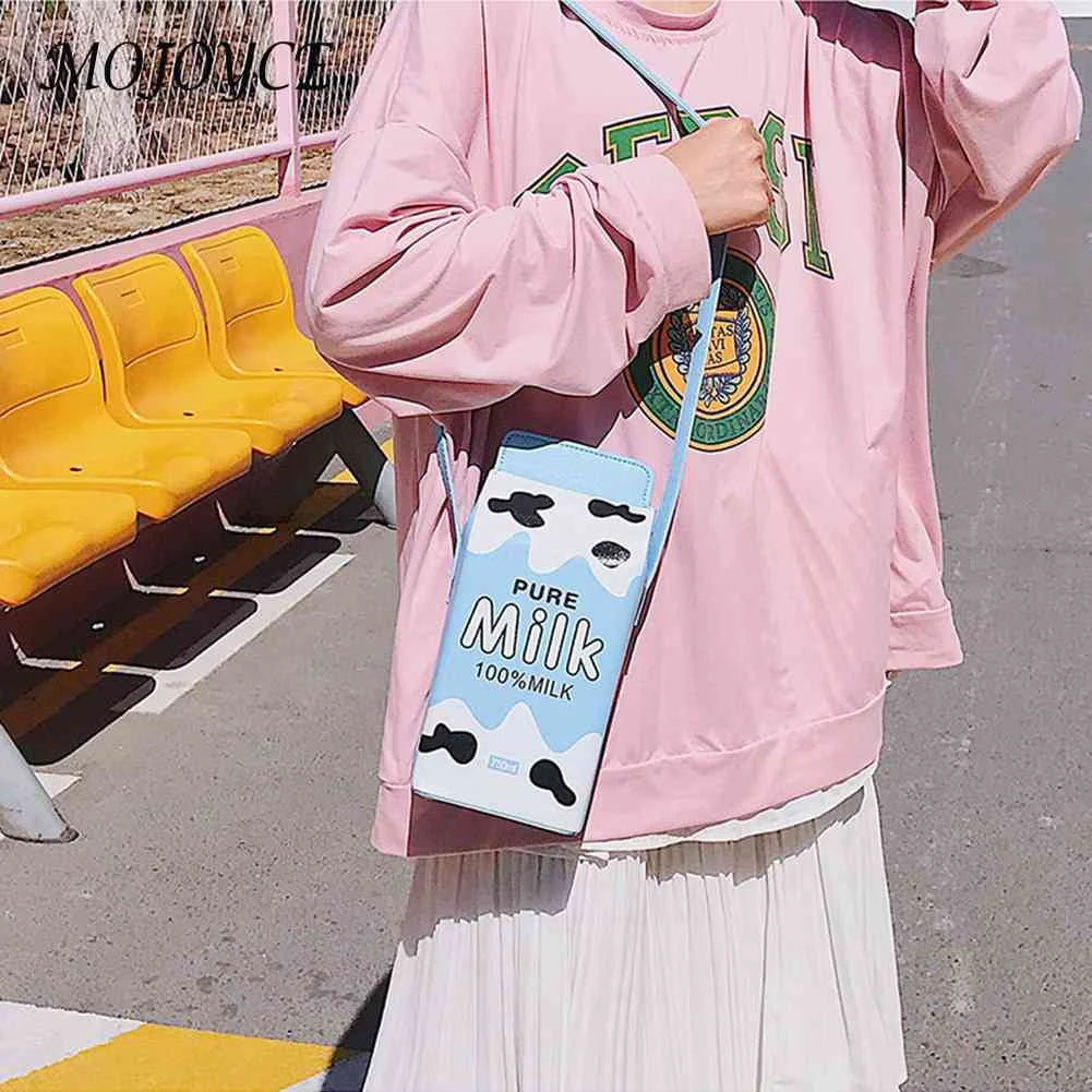 Banana Milk Box Leather Crossbody Purse Bag for Lady