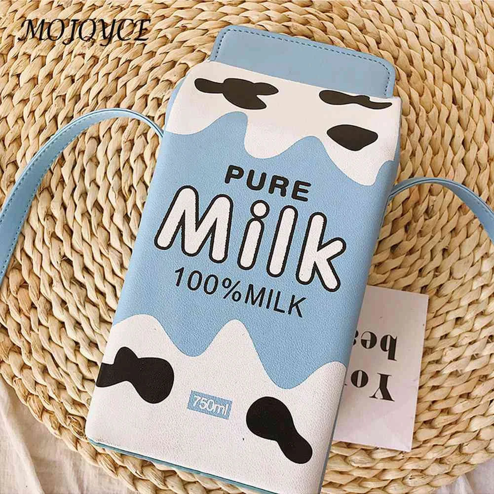 Banana Milk Box Leather Crossbody Purse Bag for Lady