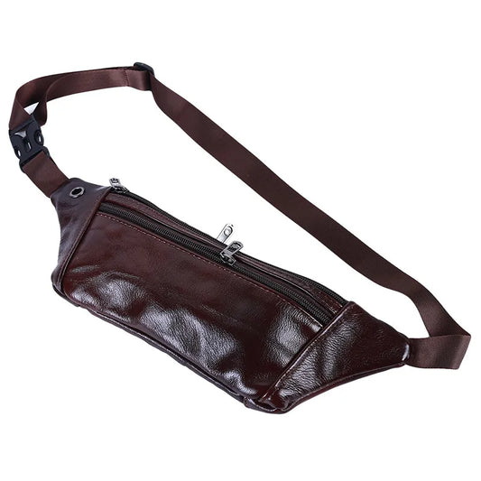 Leather Men Belt Pouch Fanny Pack Waist Purse