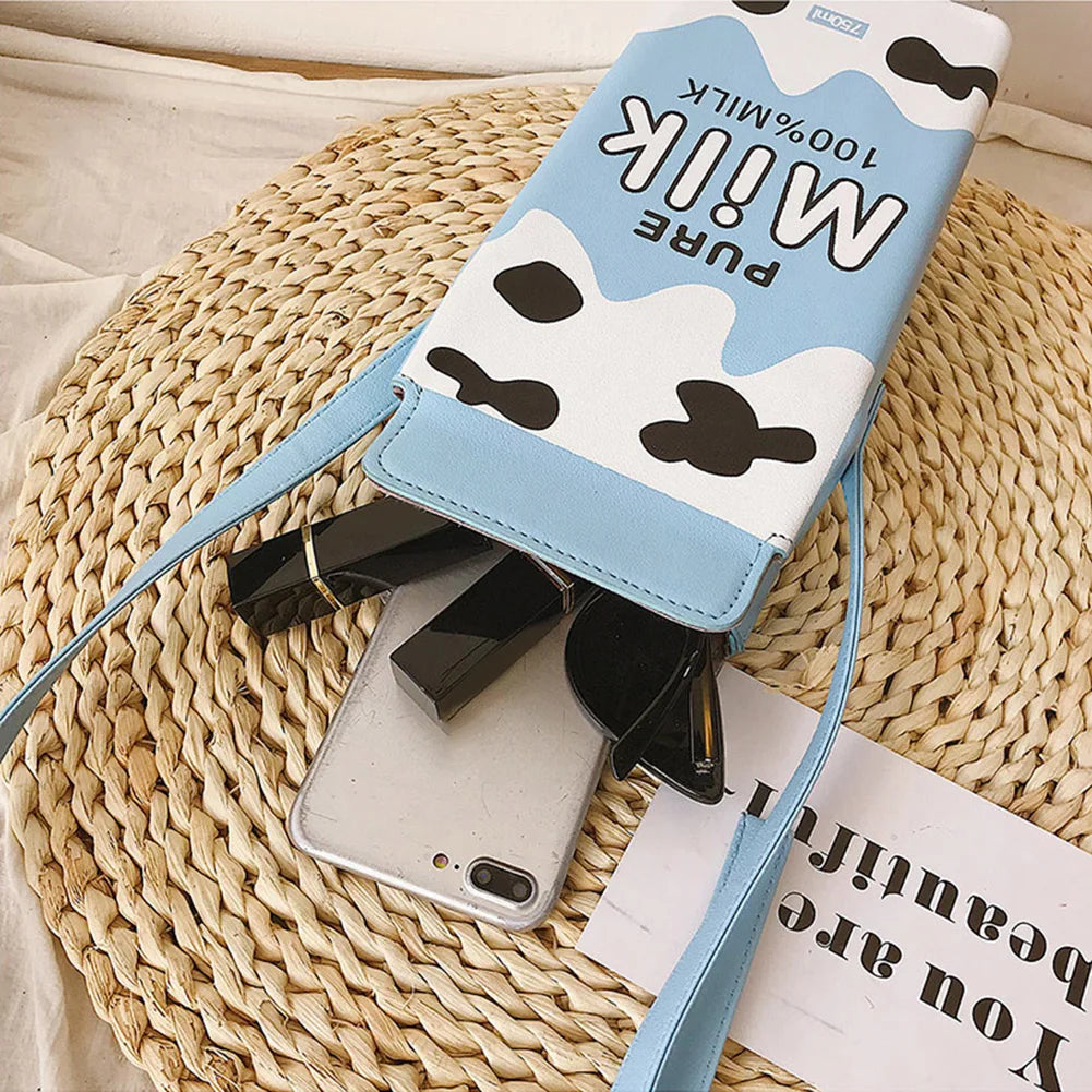 Cartoon Banana Milk Box Shoulder Bag for Girls