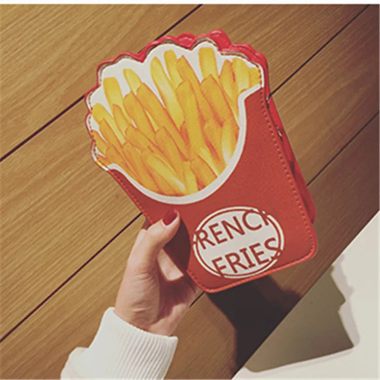 Creative Style Woman Hamburger Ice Cream PU Chains Bags