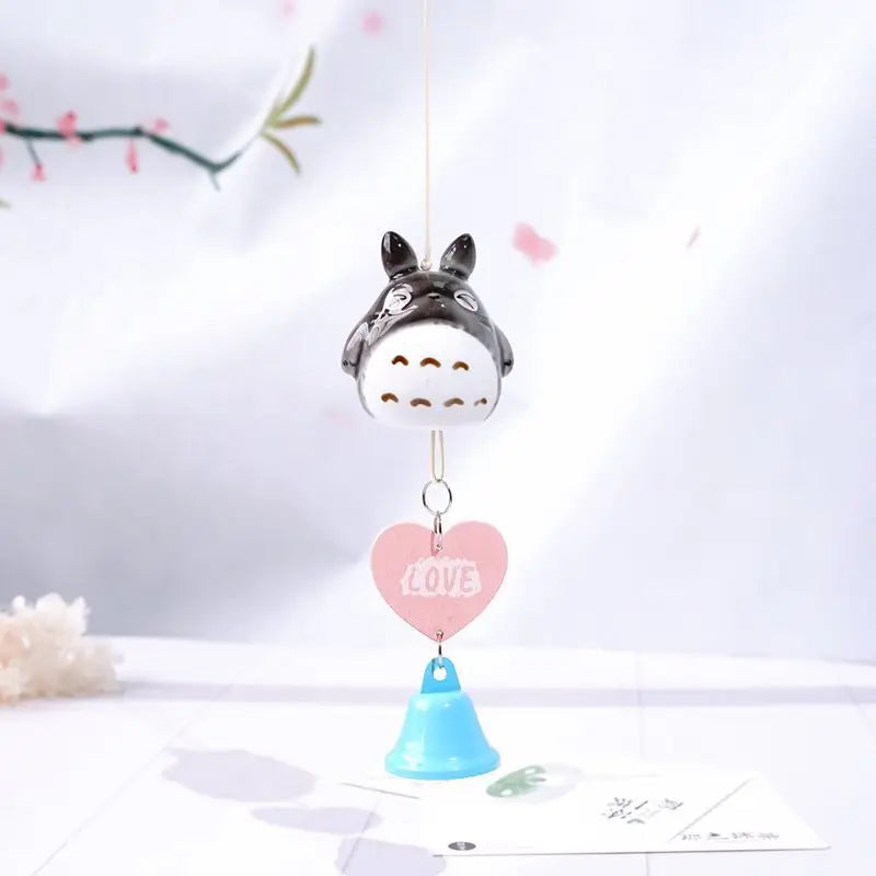 Totoro Charm Keychain Ceramic Pendant No Face Man Doll Key Ring Bag Hold