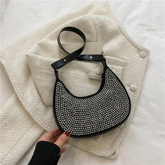 Crescent Diamonds Leather Shoulder Bag