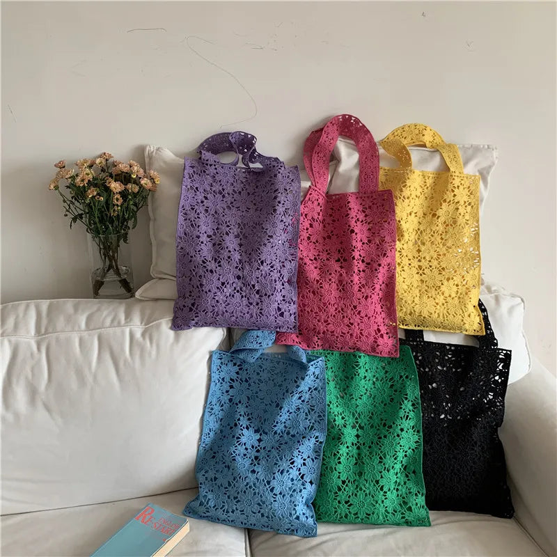 Crochet Lace Hand-woven Beach Women's Small Handbag Lightweight Portable