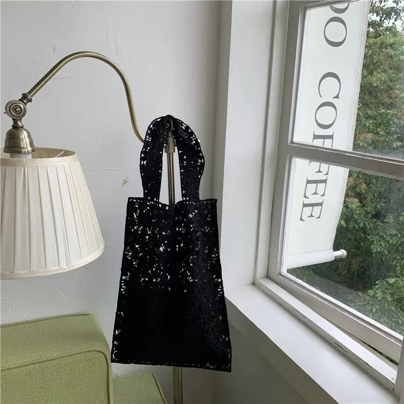Crochet Lace Hand-woven Beach Women's Small Handbag Lightweight Portable