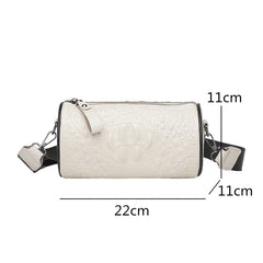 Crocodile Cow Leather Handbag for Women Weave Wide Straps Shoulder Bag