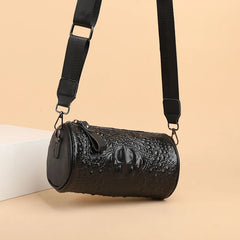 Crocodile Cow Leather Handbag for Women Weave Wide Straps Shoulder Bag