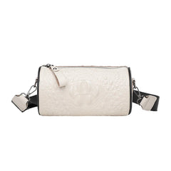Crocodile Cow Leather Handbag for Women Weave Wide Straps Shoulder Bag