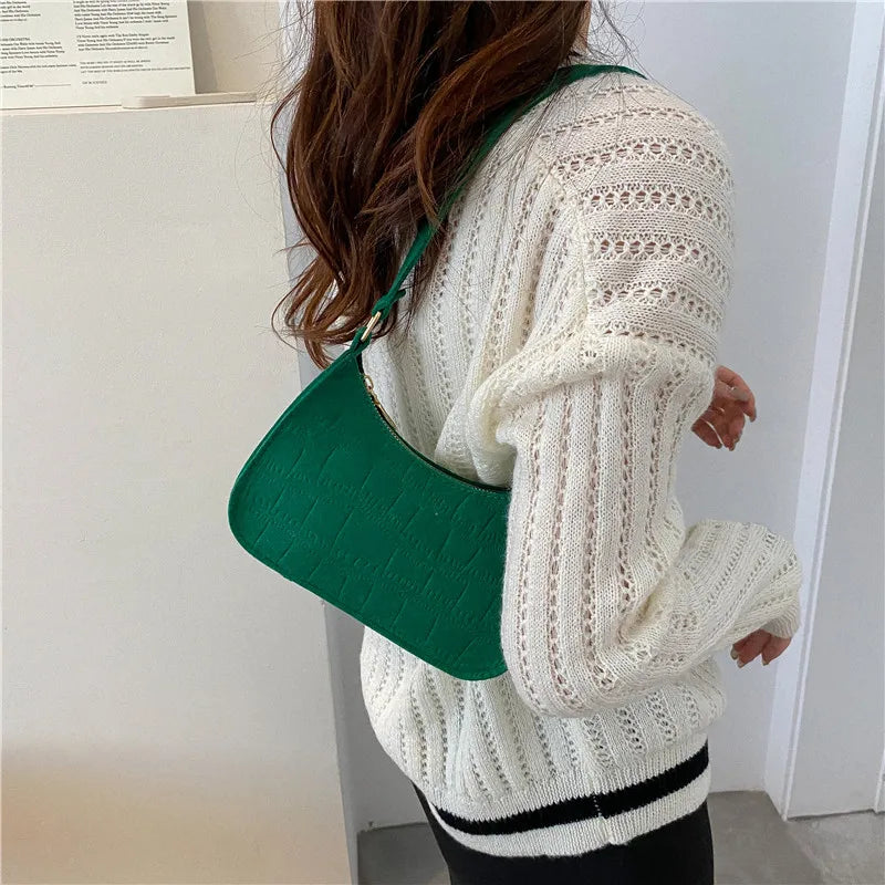 Crocodile Felt Armpit Bag for Women - Shoulder Handbag and Purse Tote