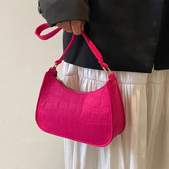 Crocodile Felt Armpit Bag for Women - Shoulder Handbag and Purse Tote