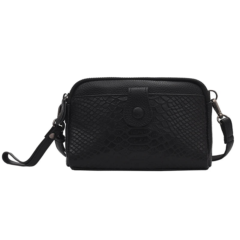 Crocodile Grain Leather Women's Shoulder Bag Messenger Bag