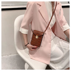 Crocodile Leather Women Handbag Clutch Purse Flap Silver Shoulder Bag