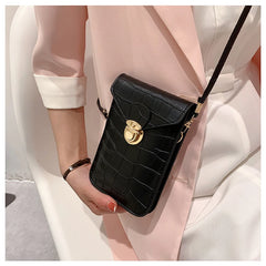 Crocodile Leather Women Handbag Clutch Purse Flap Silver Shoulder Bag