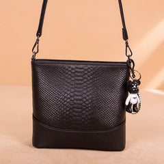 Crocodile Pattern Cow Leather Small Shoulder Bags Women Bucket Messenger Bag