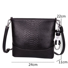 Crocodile Pattern Cow Leather Small Shoulder Bags Women Bucket Messenger Bag