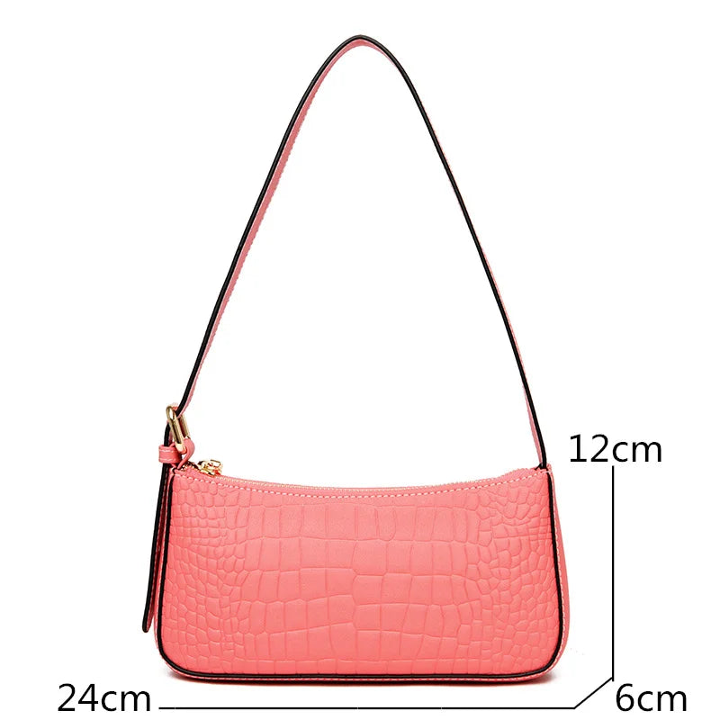 Crocodile Pattern Cow Leather Shoulder Crossbody Bag for Women Ladies Handbag