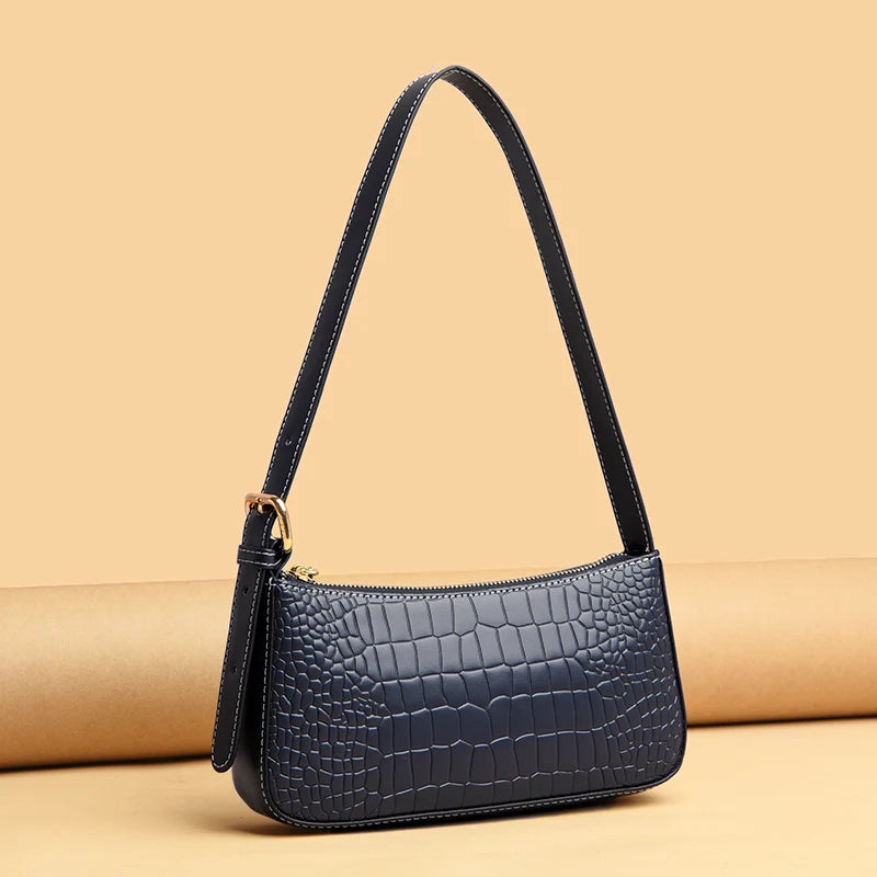 Crocodile Pattern Cow Leather Shoulder Crossbody Bag for Women Ladies Handbag