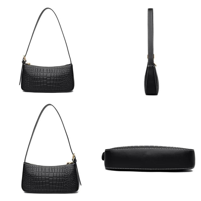 Crocodile Pattern Cow Leather Shoulder Crossbody Bag for Women Ladies Handbag